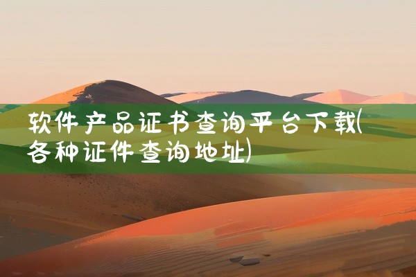 软件产品证书查询平台下载